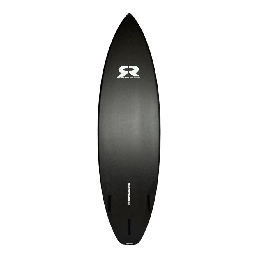 Bottom of G4 Pro surfboard – double concave, carbon finish – 29L