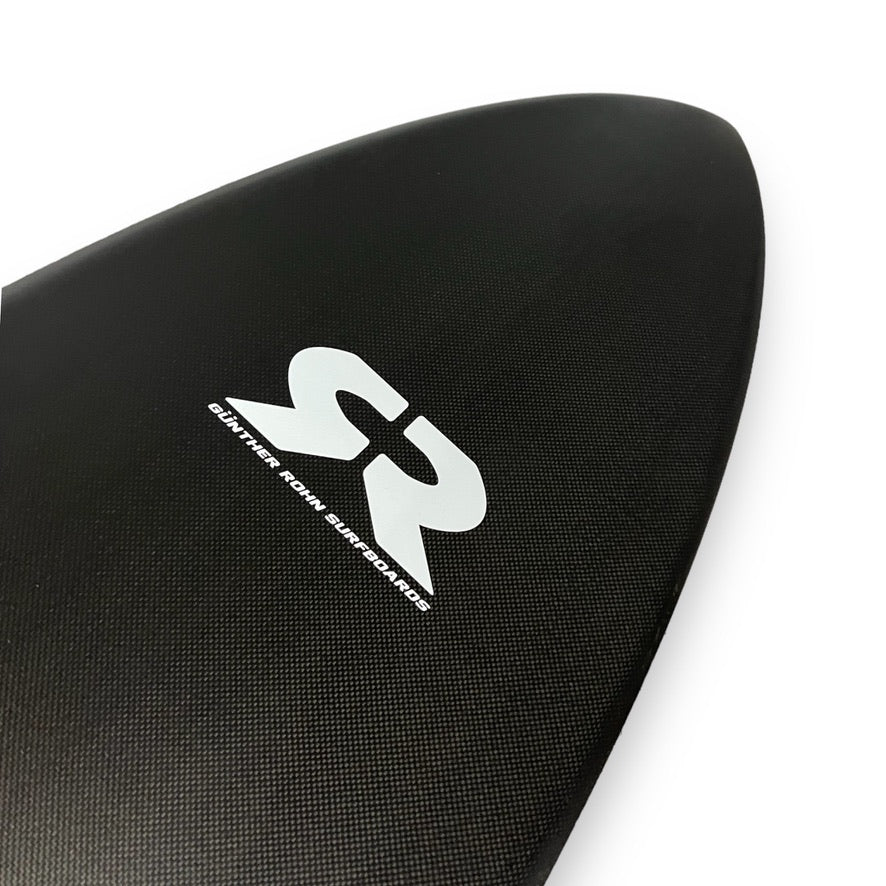 Icy Cool 5'11" surfboard nose bottom – Gunther Rohn shape built by Lucid Glassing – carbon construction